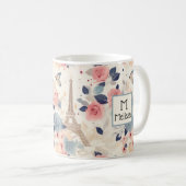 Blume und das Pariser Muster des Eiffelturms Kaffeetasse (VorderseiteRechts)