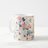 Blume und das Pariser Muster des Eiffelturms Kaffeetasse (Vorderseite Links)
