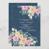 Blume und Denim-Einladung Einladung (Vorne/Hinten)