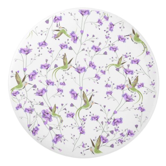 Blume und die Erschütterung von Vögeln Keramikknauf (Vorderseite)