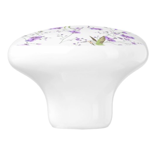 Blume und die Erschütterung von Vögeln Keramikknauf (Seitenansicht)