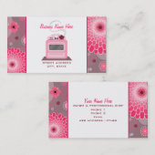 Blume- und Dots-Koch-Caterer mit rosa Retro-Oberte Visitenkarte (Vorne/Hinten)