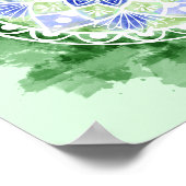 Blume und Dots Mandala - Aquarelldruck Poster (Ecke)