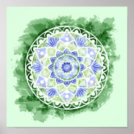 Blume und Dots Mandala - Aquarelldruck Poster