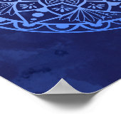 Blume und Dots Mandala - Blauer Farbdruck Poster (Ecke)