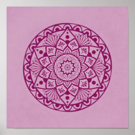 Blume und Dots Mandala - Fuschia Pink drucken Poster