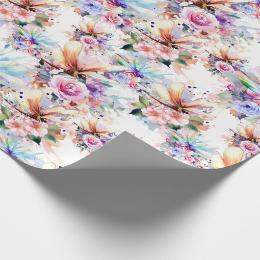 Blume und Drachenfliegerpapier Geschenkpapier (Ecke)