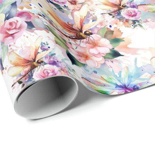 Blume und Drachenfliegerpapier Geschenkpapier (Rolleneckpunkt)