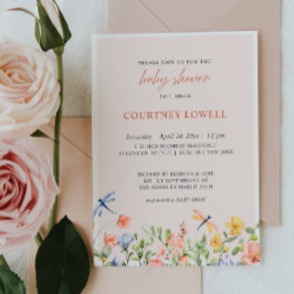 Blume und Dragonflies Boho Garden Babydusche Einladung