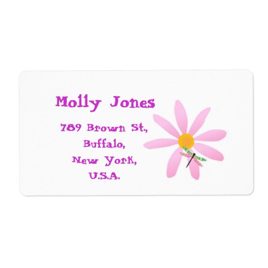 Blume und Dragonfly-Sticky-Etikett (Vorne)