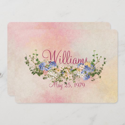 Blume und Efeu Einladung (Vorne/Hinten)