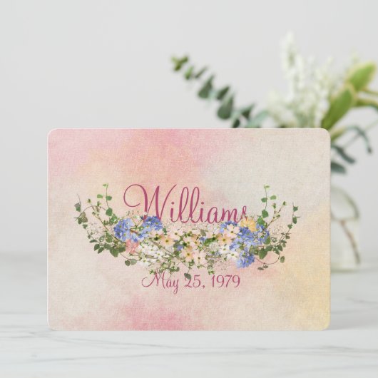 Blume und Efeu Einladung (Stehend Vorderseite)