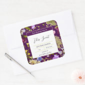 Blume und Eggplant Quadratischer Aufkleber (Umschlag)