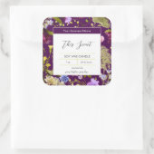 Blume und Eggplant Quadratischer Aufkleber (Tasche)