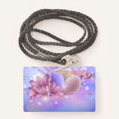 Blume und Eier auf farbenfrohen pastellfarbenen Un Ausweis (Rückseite mit Schlüsselband)