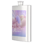 Blume und Eier auf farbenfrohen pastellfarbenen Un Flachmann (Links)