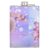 Blume und Eier auf farbenfrohen pastellfarbenen Un Flachmann (Rückseite)