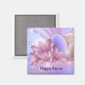 Blume und Eier auf farbenfrohen pastellfarbenen Un Magnet (Vorderseite/Rückseite)