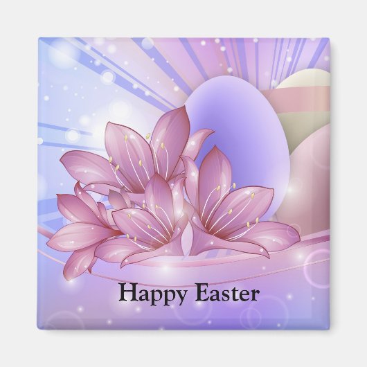 Blume und Eier auf farbenfrohen pastellfarbenen Un Magnet (Vorne)