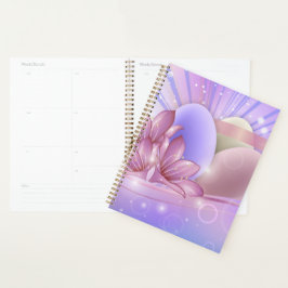 Blume und Eier auf farbenfrohen pastellfarbenen Un Planer