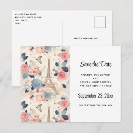 Blume und Eiffelturm im Pariser Muster Ankündigungspostkarte