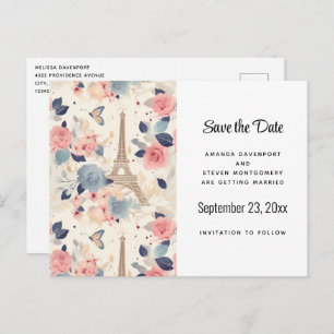 Blume und Eiffelturm im Pariser Muster Ankündigungspostkarte