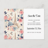 Blume und Eiffelturm im Pariser Muster Ankündigungspostkarte (Vorderseite)