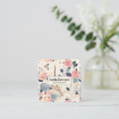 Blume und Eiffelturm im Pariser Muster Quadratische Visitenkarte (Stehend Vorderseite)