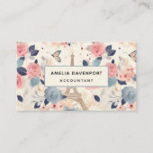 Blume und Eiffelturm im Pariser Muster Visitenkarte (Vorderseite)