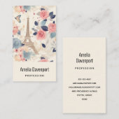 Blume und Eiffelturm im Pariser Muster Visitenkarte (Vorne/Hinten)