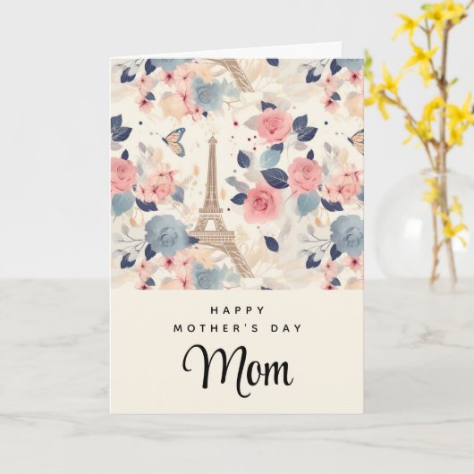 Blume und Eiffelturm Muttertag Karte (Gelbe Blume)