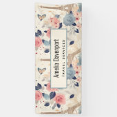 Blume und Eiffelturm Paris Muster Business Banner (Vertikal)