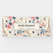 Blume und Eiffelturm Paris Muster Business Banner (Horizontal)