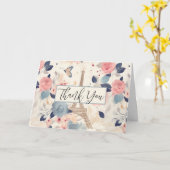 Blume und Eiffelturm Paris Muster Vielen Dank Karte (Gelbe Blume)