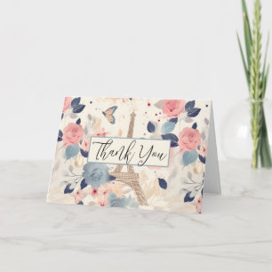 Blume und Eiffelturm Paris Muster Vielen Dank Karte