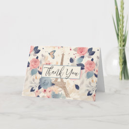 Blume und Eiffelturm Paris Muster Vielen Dank Karte