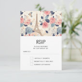 Blume und Eiffelturm Paris Pattern Wedding RSVP Karte (Stehend Vorderseite)