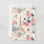 Blume und Eiffelturm Paris Pattern Wedding RSVP Karte (Rückseite)