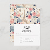 Blume und Eiffelturm Paris Pattern Wedding RSVP Karte (Vorne/Hinten)