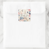 Blume und Eiffelturm Paris Vielen Dank Quadratischer Aufkleber (Tasche)