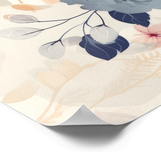 Blume und Eiffelturm-Reisemuster Poster (Ecke)