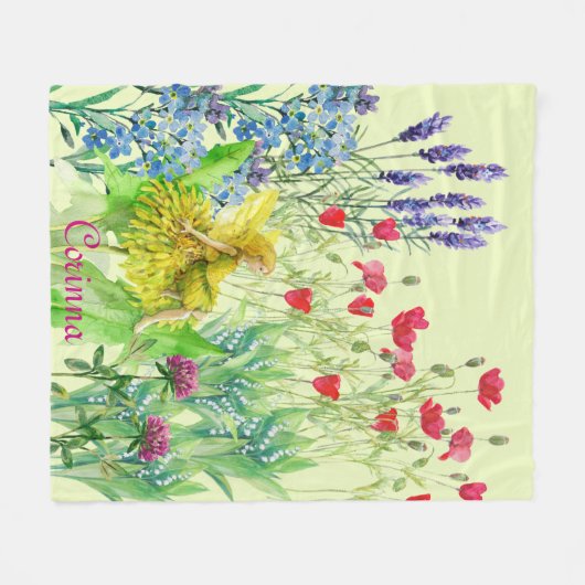 Blume und ein Kronleuchter Fairy Aquarell Fleecedecke (Vorderseite (Horizontal))