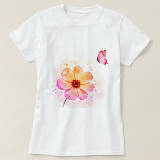 Blume und ein Schmetterling T-Shirt