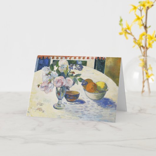 Blume und eine Schüssel Obst | Paul Gauguin Karte (Gelbe Blume)