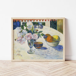 Blume und eine Schüssel Obst | Paul Gauguin Poster