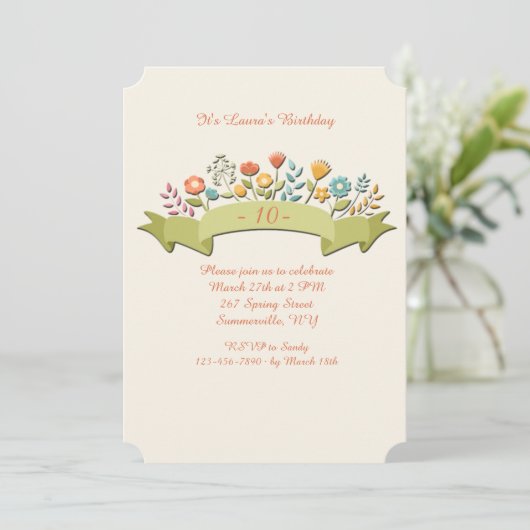 Blume und Einladung (Stehend Vorderseite)