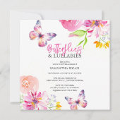 Blume und Einladungen für die Butterfly Baby Dusch (Vorderseite)