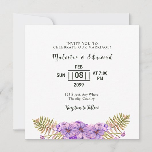 Blume und Einladungs-Card-Designvorlagen Einladung (Vorderseite)