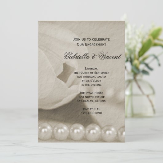 Blume und Engagement der Perlen Einladung (Stehend Vorderseite)