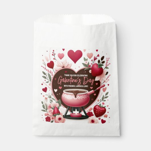 Blume und Erdbeeren Galentinisches Fondue-Party Geschenktütchen (Vorderseite)